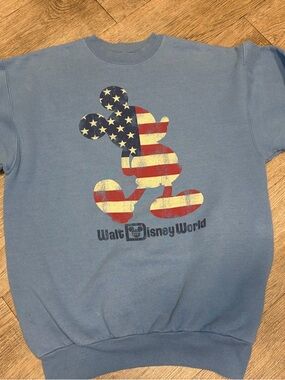 Hanes Blue Kids Sweatshirt with Flag Mickey Graphic